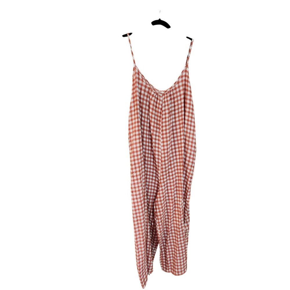Womens Red & White Gingham Sleeveless Jumpsuit Romper XXL